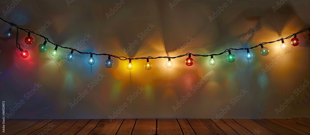Poster led string lights christmas decoration lights. copy space image. place for adding text and design