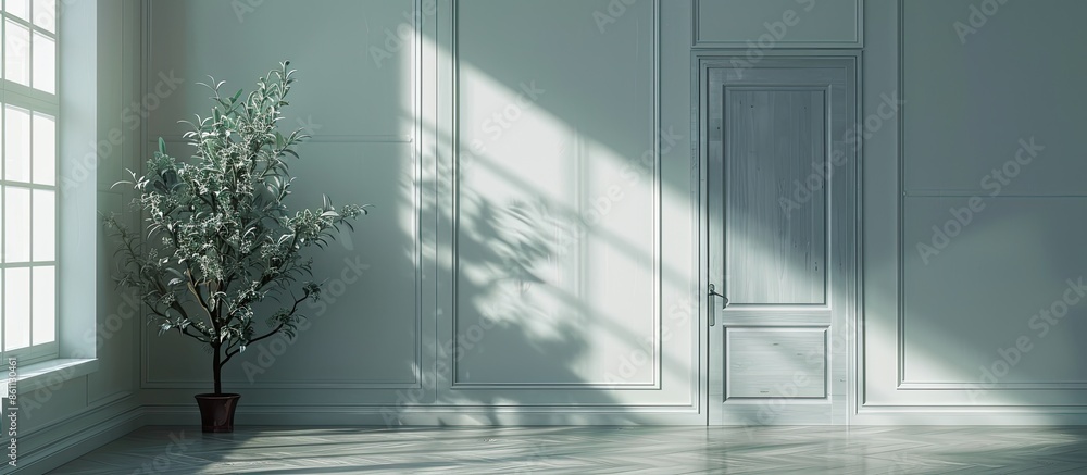 Poster the piece of interior with a gray door . copy space image. place for adding text and design