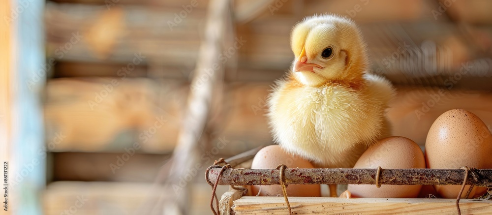Poster eggs chickens ,hens in cages industrial farm. copy space image. place for adding text or design