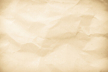 Old paper vintage texture surface for background. Recycle pale brown paper crumpled texture, Cream color recycled kraft paper texture blank with copy space for text.