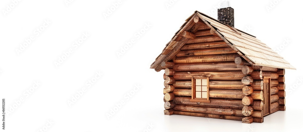 Poster wooden house log cabin. copy space image. place for adding text and design