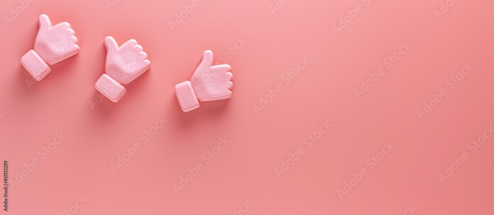 Poster social media likes on pink background. creative minimal layout. copy space image. place for adding t