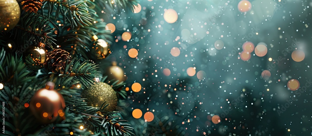 Poster new year tree decorations. copy space image. place for adding text and design