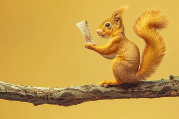 A squirrel holding a piece of paper with a graph on it
