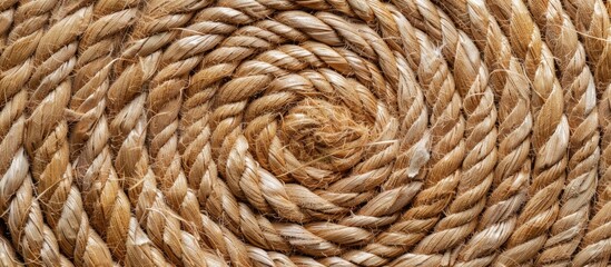 Detail of natural eco-friendly vegetable fiber tray with spiral pattern close up, top view. Copy space image. Place for adding text or design