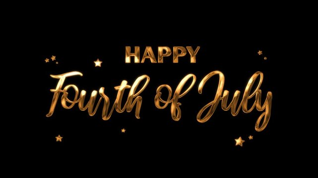 happy fourth of july animation handwritten in golden letter a good way to give a celebration for america independence day. 4k background
