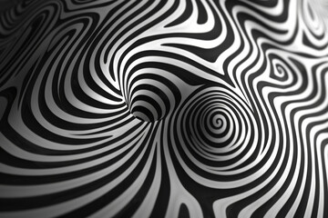 A spiral pattern of black and white stripes with a hole in the middle