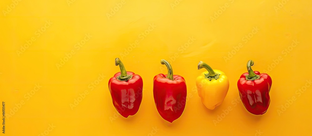 Poster pepper on pastel background food isolated pastel color. copy space image. place for adding text and 