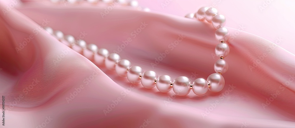 Aufkleber pearl necklace on pastel background abstract design. copy space image. place for adding text and des