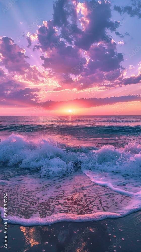 Canvas Prints Purple sunset over the ocean. AI.