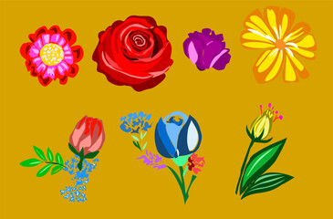 set of flower vector illustration