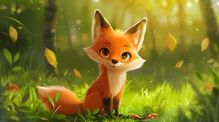 Fototapeta premium Cute fox cartoon. 