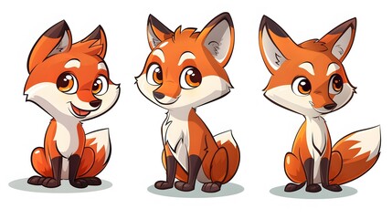 Fototapeta premium Cute fox cartoon. 