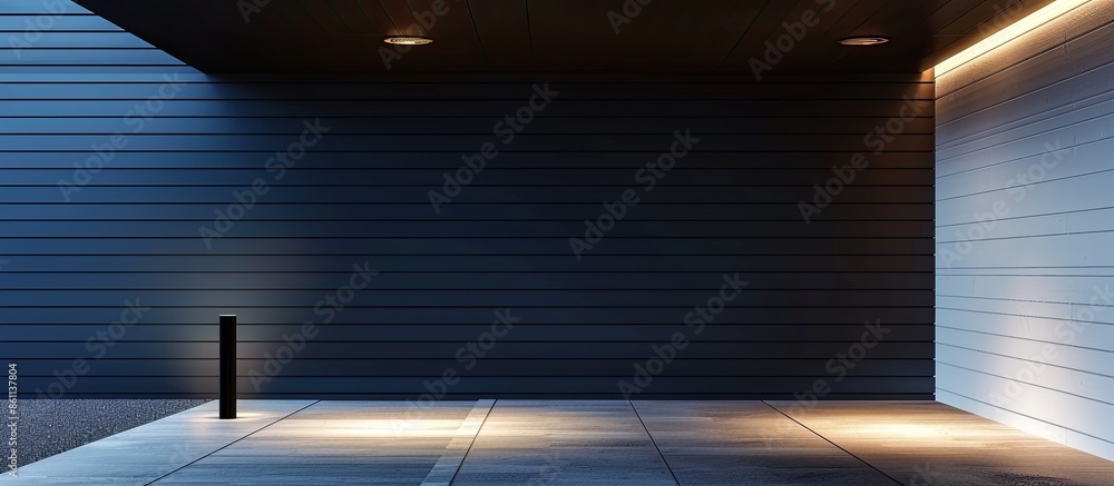 Poster indoor lighting with modern casing in black metal painted. copy space image. place for adding text a