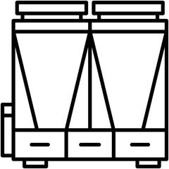 Chiller Icon. Cooling Air Pipe Pictogram Graphic Illustration. Isolated Simple Line Icon For Infographic, App and Web Button.
