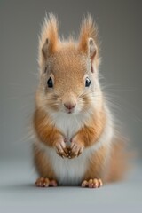 Obraz premium A close-up of a baby squirrel looking at the camera with its paws together. AI.