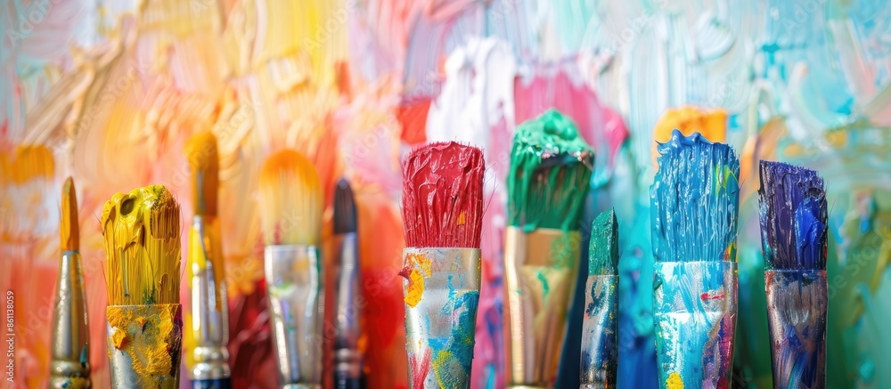Poster brush, color image. copy space image. place for adding text and design