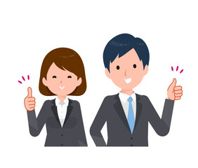 スーツを着たビジネスピープル男女。OKサイン。