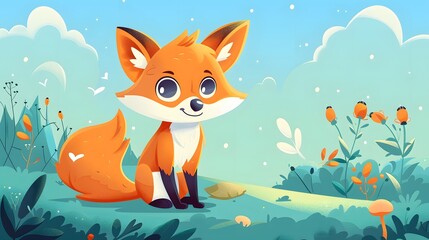 Cute fox cartoon. 