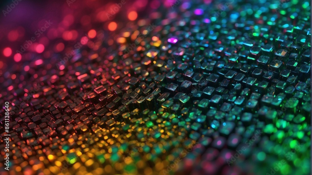Aufkleber colorful 3d rendering of a surface with small glossy cubes. ai.