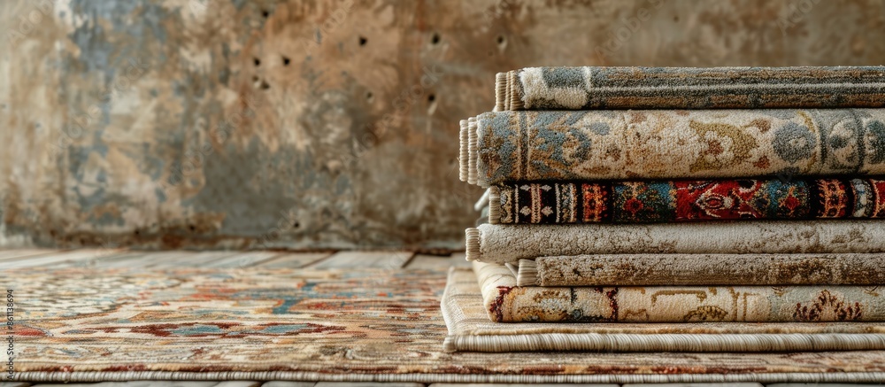 Poster a stack of tile carpet. copy space image. place for adding text and design