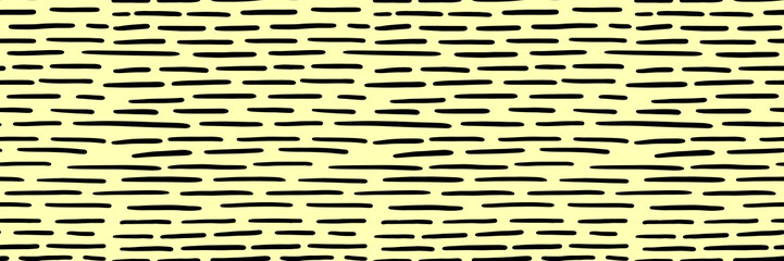 Small dash pattern. Seamless minimal dash pattern, small elements on yellow background.