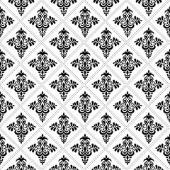 Black and whrite seamless damask pattern 