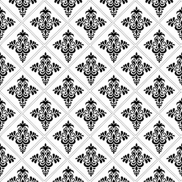 Black and whrite seamless damask pattern 