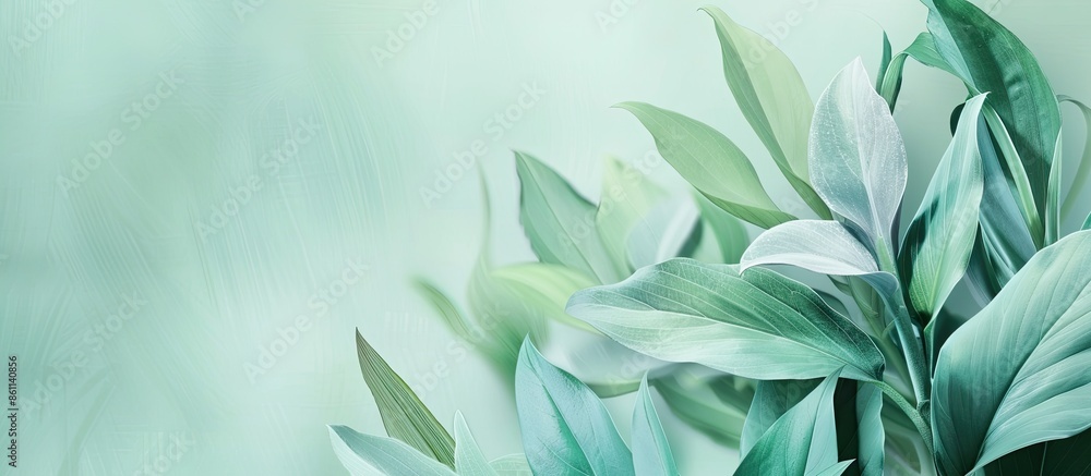 Poster abstract nature green leaf background and beautiful wallpaper. pastel background. copy space image. 
