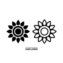 シンプルな花のアイコン2個セット　ひまわり
