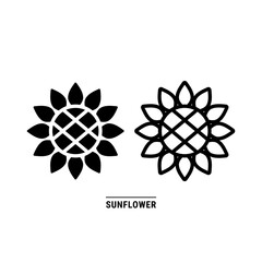 シンプルな花のアイコン2個セット　ひまわり