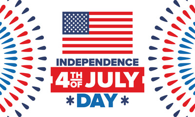 Independence Day in United States of America. The Fourth of July. Happy national holiday, celebrated annual in July 4. American flag. Country freedom day. Patriotic event design. Vector poster