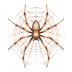 Obraz premium Detailed illustration of a spider on an intricate web. Perfect for Halloween, nature, or creepy-themed projects.