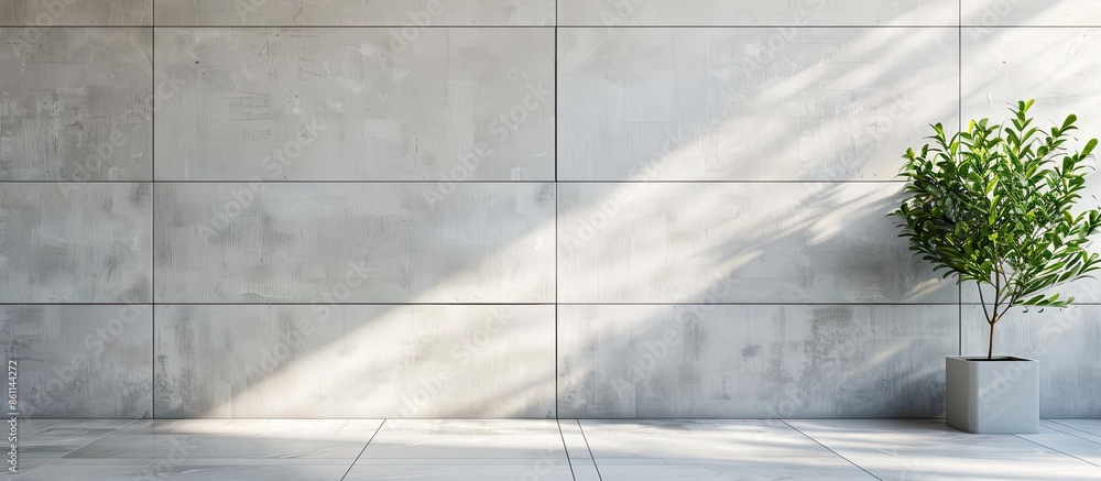 Poster gray wall with white tiles. copy space image. place for adding text and design