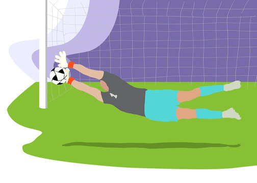 Illustration of goalkeeper defending goal