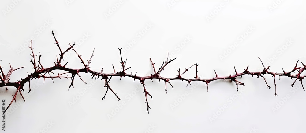Poster crown thorns on the white background, top view. copy space image. place for adding text or design