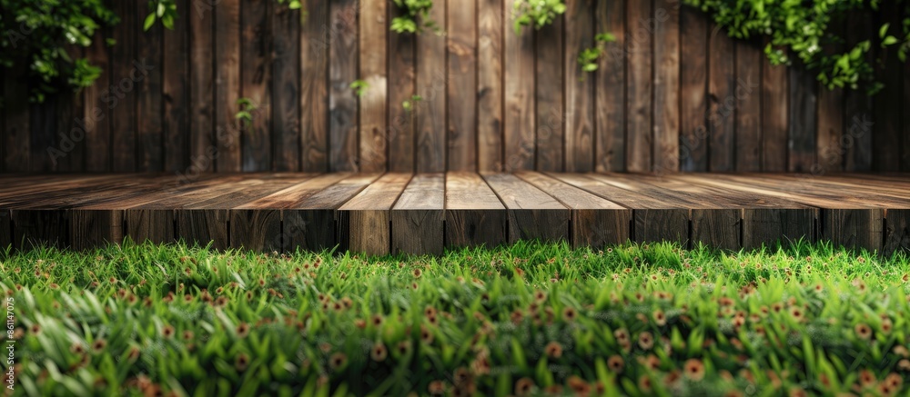 Poster a lawn and wood texture. copy space image. place for adding text and design