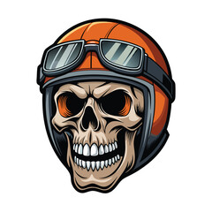 head skull wearing helmet vector illustration. design for a t-shirt and more