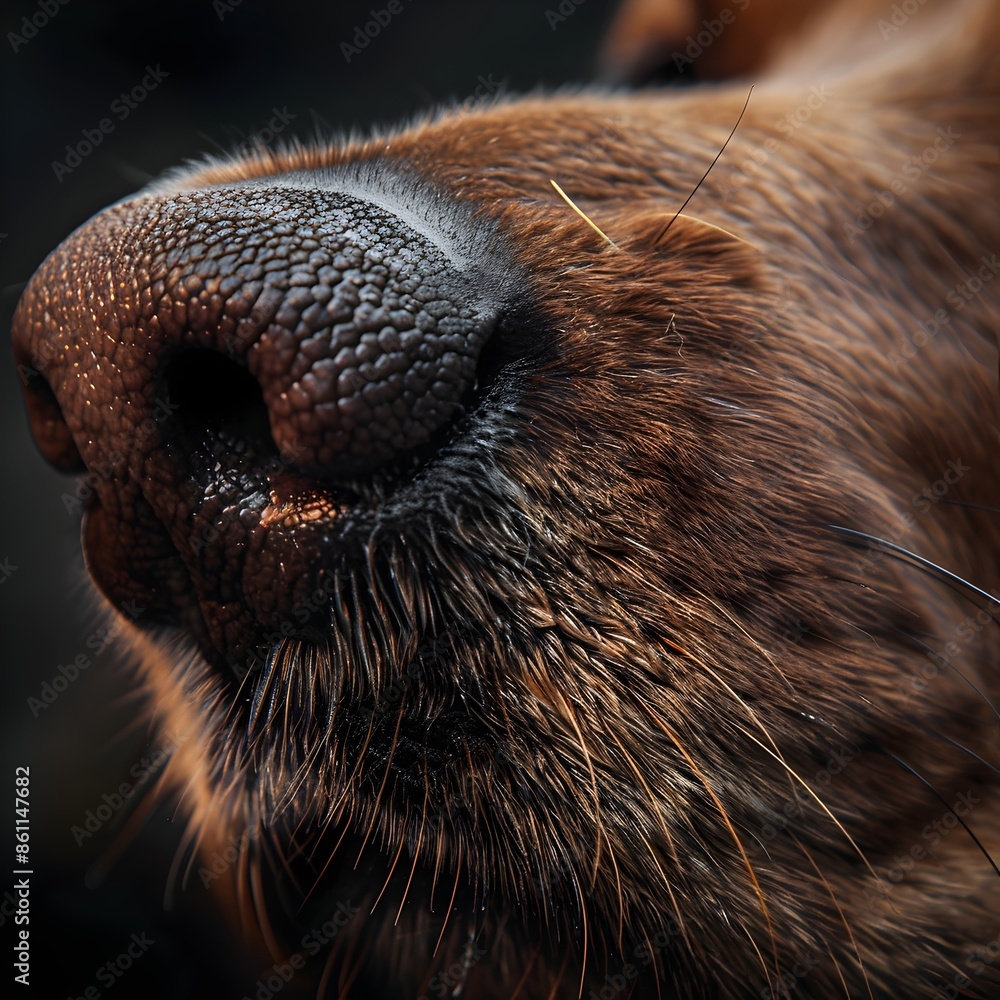 Poster detailed texture and patterns of a dog s nose in macro close up photo