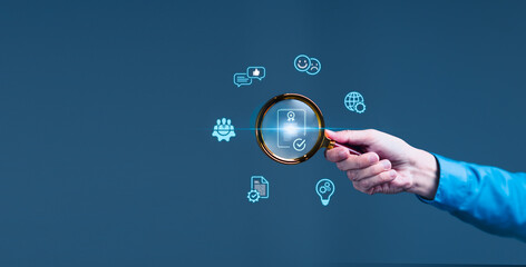 Verifying Standards: Magnifying Glass Over Icons