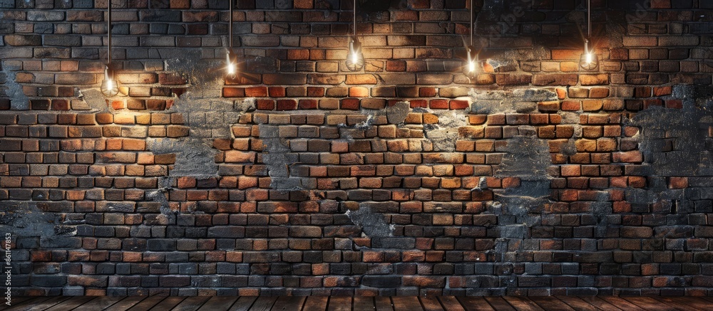 Poster brick wall and light spots. copy space image. place for adding text and design