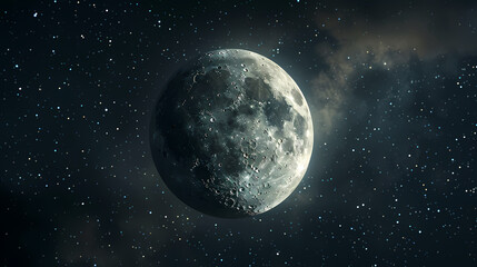 Fototapeta premium Close up of the moon in space surrounded by stars