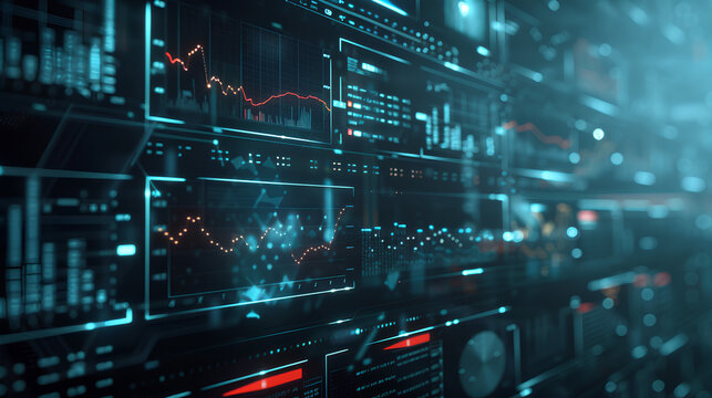 Data Analysis for Business and Finance Concept. Graphic interface showing future computer technology of profit analytic, online marketing research and information report for digital business strategy