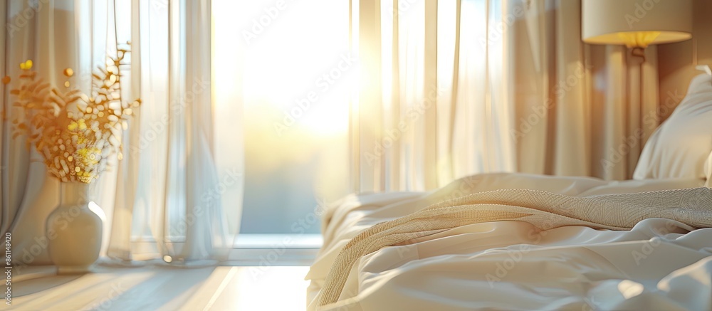 Poster abstact blur and defocused bedroom interior. copy space image. place for adding text and design