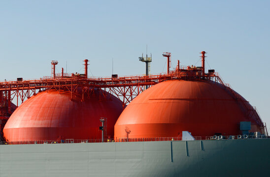 LNG tankers on ship under blue sky