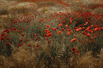 Fototapeta premium Field of red poppies.