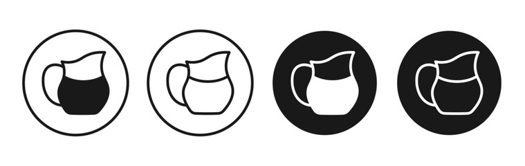 Jug vector icon set black filled and outlined style.