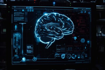 image of brain HUD on black background.