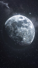 Naklejka premium Close up of the moon in space surrounded by stars