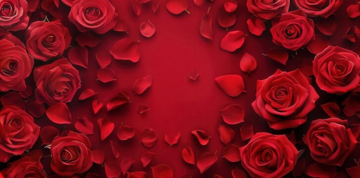Beauty in Red. Elegant red rose petals background